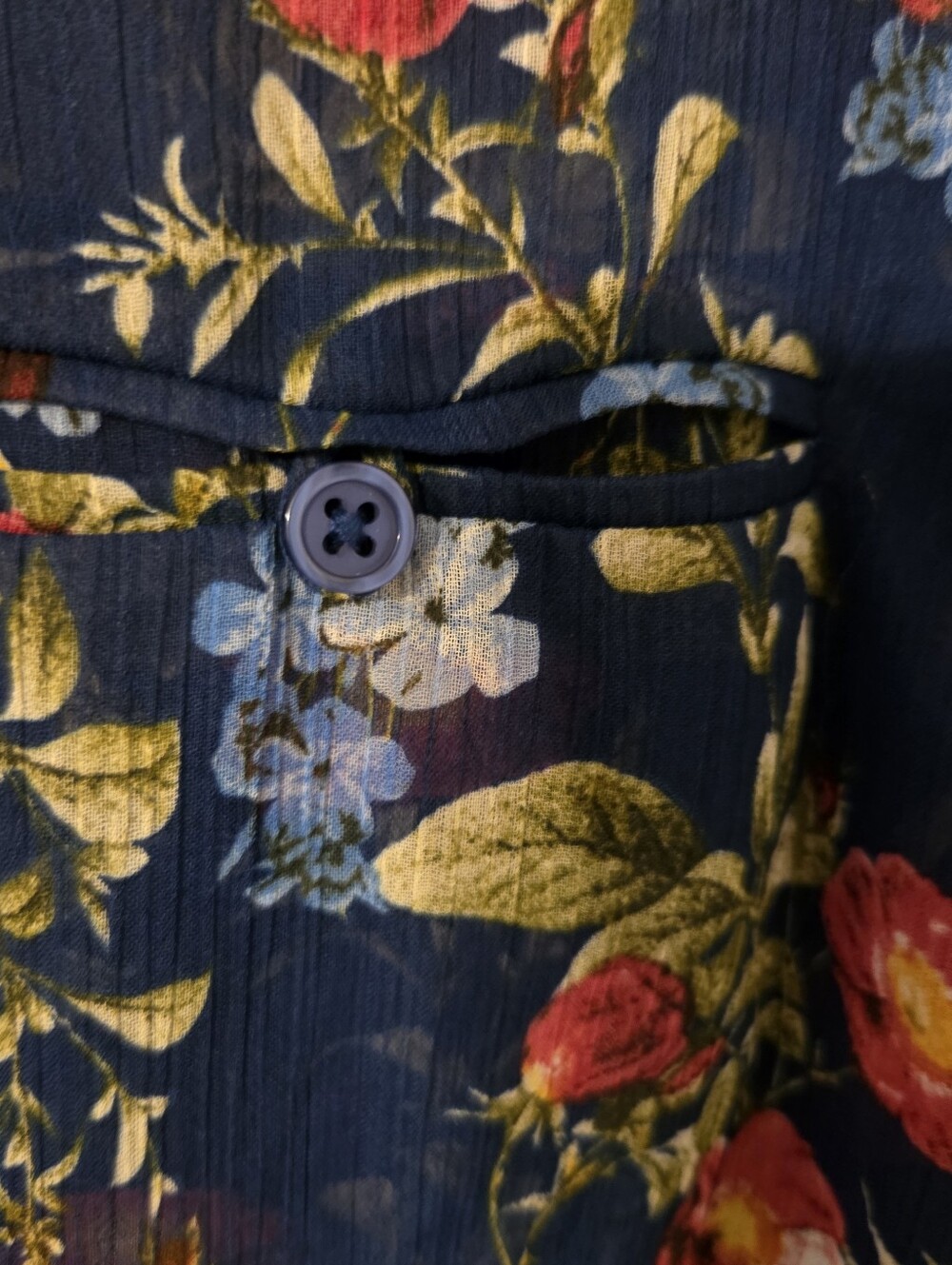 Kut From The Kloth Women's Blue Semi Sheer Floral Fairy Button Shirt Blouse XL - Picture 3 of 7